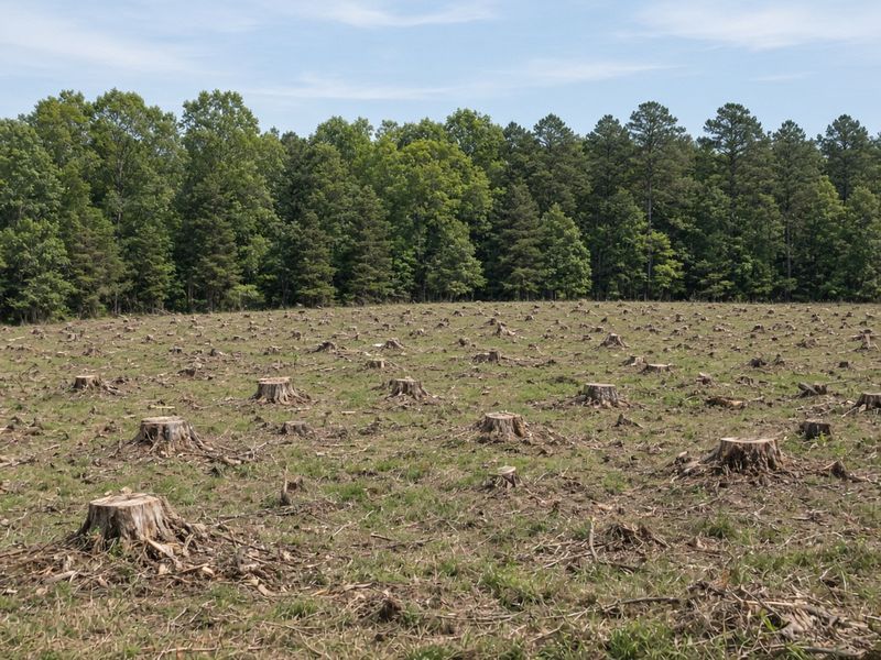 Wooded lot after land clearing and brush hogging